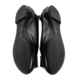 مملوكة مسبقًا حذاء باليرينا فلات لوي فيتون جلد لامع أسود مقاس 37.5