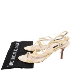 Louis Vuitton Pale Yellow Patent Leather Ankle Strap Sandals Size 39