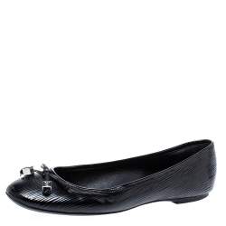 Pre Owned Louis Vuitton Black Epi Leather Debbie Bow Ballet Flats Size 38.5