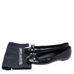 Pre Owned Louis Vuitton Black Epi Leather Debbie Bow Ballet Flats Size 38.5