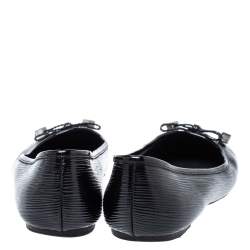Pre Owned Louis Vuitton Black Epi Leather Debbie Bow Ballet Flats Size 38.5