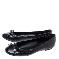 Pre Owned Louis Vuitton Black Epi Leather Debbie Bow Ballet Flats Size 38.5