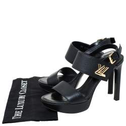 Pre Owned صندل لوي فيتون "هورايزون" جلد أسود مقاس 38.5