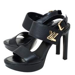 Pre Owned صندل لوي فيتون "هورايزون" جلد أسود مقاس 38.5