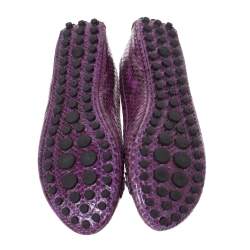 Pre Owned حذاء باليرينا فلات أوكسفورد لوي فيتون  جلد ثعبان بنفسجي مقاس 36.5