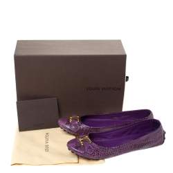 Pre Owned حذاء باليرينا فلات أوكسفورد لوي فيتون  جلد ثعبان بنفسجي مقاس 36.5