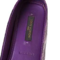 Pre Owned حذاء باليرينا فلات أوكسفورد لوي فيتون  جلد ثعبان بنفسجي مقاس 36.5