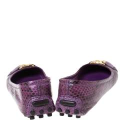 Pre Owned حذاء باليرينا فلات أوكسفورد لوي فيتون  جلد ثعبان بنفسجي مقاس 36.5
