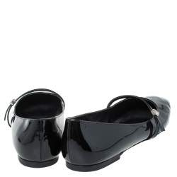 مملوكة مسبقًا حذاء فلات لوي فيتون بطراز ماري جان جلد لامع أسود مقاس 41