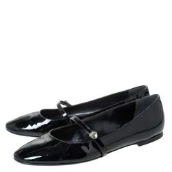 مملوكة مسبقًا حذاء فلات لوي فيتون بطراز ماري جان جلد لامع أسود مقاس 41