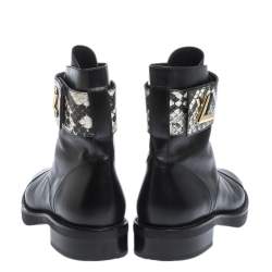 Louis Vuitton Black/White Leather And Python Wonderland Ranger Ankle Boots Size 37 Louis Vuitton ...