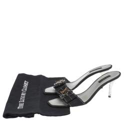 Pre Owned Louis Vuitton Black Canvas Love Bow Slide Sandals Size 38.5