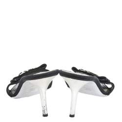 Pre Owned Louis Vuitton Black Canvas Love Bow Slide Sandals Size 38.5