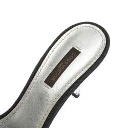 Pre Owned Louis Vuitton Black Canvas Love Bow Slide Sandals Size 38.5