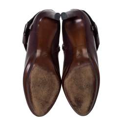 Pre Owned Louis Vuitton Burgundy Leather Belted Ankle Boots Size 41