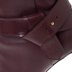 Pre Owned Louis Vuitton Burgundy Leather Belted Ankle Boots Size 41