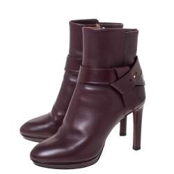 Louis Vuitton Burgundy Leather Belted Ankle Boots Size 41 Louis Vuitton | TLC