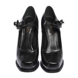 مملوكة مسبقًا Louis Vuitton Black Leather Mary Jane Embellished Platform Pumps Size 36.5