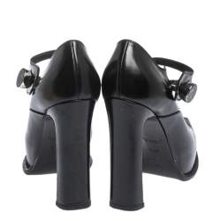 مملوكة مسبقًا Louis Vuitton Black Leather Mary Jane Embellished Platform Pumps Size 36.5