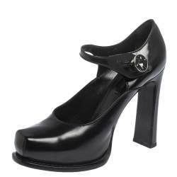 مملوكة مسبقًا Louis Vuitton Black Leather Mary Jane Embellished Platform Pumps Size 36.5