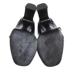 مملوكة مسبقًا Louis Vuitton Black Leather Mary Jane Embellished Platform Pumps Size 36.5