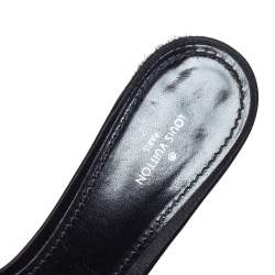 Louis Vuitton Black Satin Applique Embellished Block Heel Slide Sandals Size 39.5