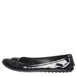 مملوكة مسبقًا Louis Vuitton Black Patent Leather Logo Ballet Flats Size 38