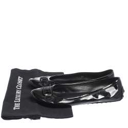 مملوكة مسبقًا Louis Vuitton Black Patent Leather Logo Ballet Flats Size 38