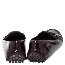 Pre Owned حذاء لوفرز أوكسفور لوي فيتون "دريفينغ" جلد لامع عنابي مقاس 38