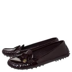 Pre Owned حذاء لوفرز أوكسفور لوي فيتون "دريفينغ" جلد لامع عنابي مقاس 38