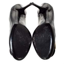 مملوكة مسبقًا حذاء كعب عالي لوي فيتون مقدمة مستديرة مزهرف بسعار الماركة جلد لامع عنابي داكن مقاس 41