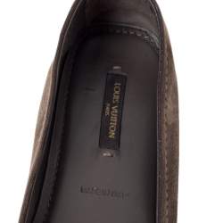 مملوكة مسبقًا Louis Vuitton Brown Suede Leather Oxford Ballet Flats Size 38.5