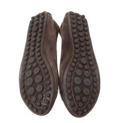 مملوكة مسبقًا Louis Vuitton Brown Suede Leather Oxford Ballet Flats Size 38.5
