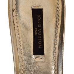 مملوكة مسبقًا Louis Vuitton Metallic Gold Laser Cut Leather Slide Sandals 38.5
