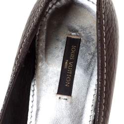 Pre Owned حذاء كعب عالي لوي فيتون مزين بفيونكة جلد بني مقاس 37