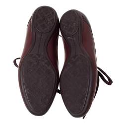 Louis Vuitton Burgundy Leather And Monogram Canvas Lace Up Sneakers Size 35