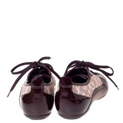 Louis Vuitton Burgundy Leather And Monogram Canvas Lace Up Sneakers Size 35