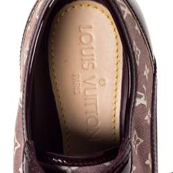Louis Vuitton Burgundy Leather And Monogram Canvas Lace Up Sneakers Size 35