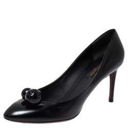 Pre Owned Louis Vuitton Black Leather Betty Pumps Size 39.5