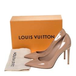 Pre Owned Louis Vuitton Beige Patent Leather Eyeline Pointed Toe Pumps Size 38.5