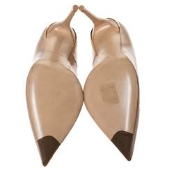 Pre Owned Louis Vuitton Beige Patent Leather Eyeline Pointed Toe Pumps Size 38.5