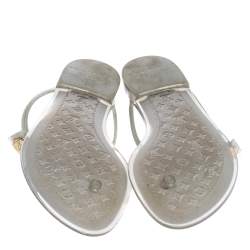 Pre Owned Louis Vuitton Grey Jelly Rubber Sea Star Thong Flats Size 37