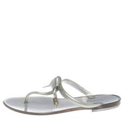 Pre Owned Louis Vuitton Grey Jelly Rubber Sea Star Thong Flats Size 37