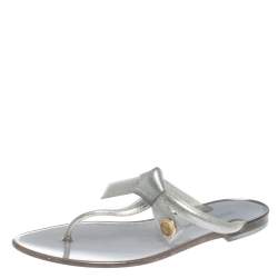 Pre Owned Louis Vuitton Grey Jelly Rubber Sea Star Thong Flats Size 37