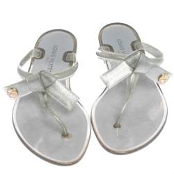 Pre Owned Louis Vuitton Grey Jelly Rubber Sea Star Thong Flats Size 37