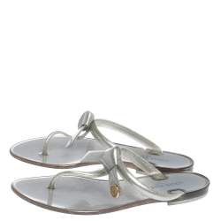 Pre Owned Louis Vuitton Grey Jelly Rubber Sea Star Thong Flats Size 37