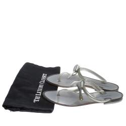 Pre Owned Louis Vuitton Grey Jelly Rubber Sea Star Thong Flats Size 37