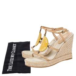 مملوكة مسبقًا صندل لوي فيتون كعب روكي إسبادريل دايفين ترانكس أند باجز جلد فاتشيتا بيج مقاس 38