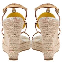 مملوكة مسبقًا صندل لوي فيتون كعب روكي إسبادريل دايفين ترانكس أند باجز جلد فاتشيتا بيج مقاس 38