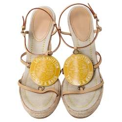 مملوكة مسبقًا صندل لوي فيتون كعب روكي إسبادريل دايفين ترانكس أند باجز جلد فاتشيتا بيج مقاس 38